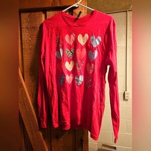 Red Long Sleeve Love Heart Shirt